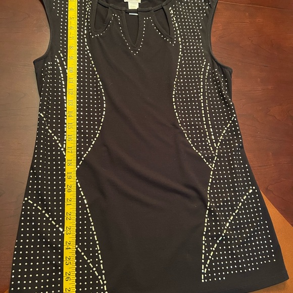 Cache – Black Sleeveless Sweater w/Cutout Neckline and Gold Swirl Beaded Design - Picture 6 of 10
